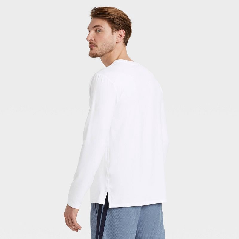 slide 4 of 6, Men's Long Sleeve Performance T-Shirt - All In Motion™ True White M: Recycled Polyester, Quick Drying, 1 ct