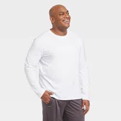 Men's Long Sleeve Performance T-Shirt - All In Motion™ True White M: Recycled Polyester, Quick Drying