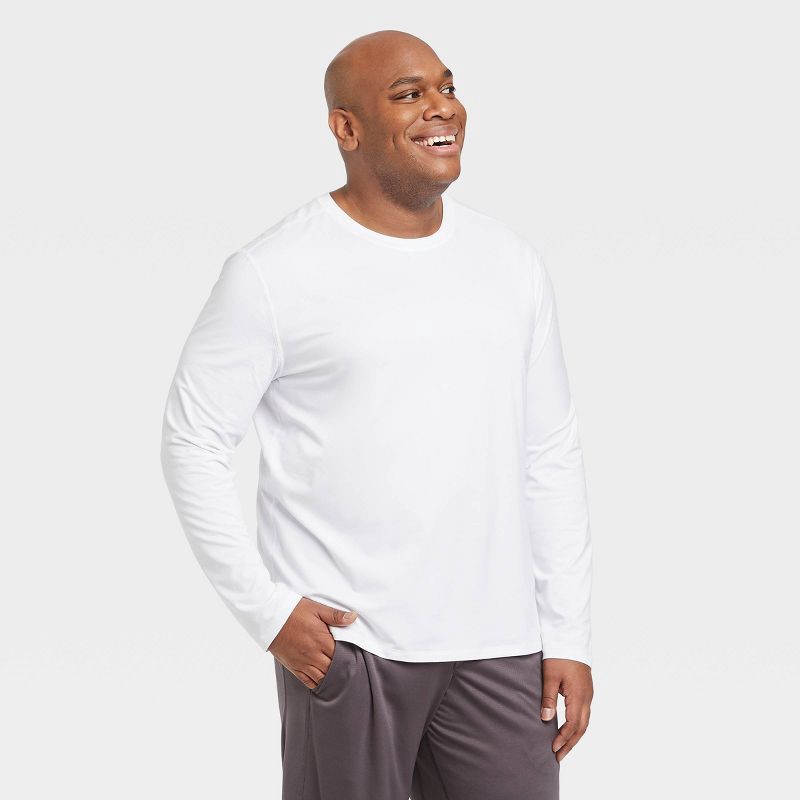 slide 1 of 6, Men's Long Sleeve Performance T-Shirt - All In Motion™ True White XL: Moisture Wicking, Quick Drying, 1 ct