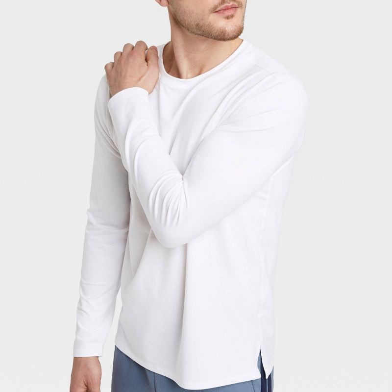 slide 6 of 6, Men's Long Sleeve Performance T-Shirt - All In Motion™ White XXL: Recycled Polyester, Spandex, Moisture Wicking, Quick Drying, Pullover, 1 ct