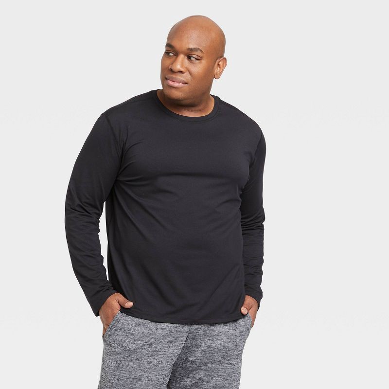 slide 1 of 6, Men's Long Sleeve Performance T-Shirt - All In Motion™ Black S: Recycled Polyester, Spandex, Moisture Wicking, 1 ct