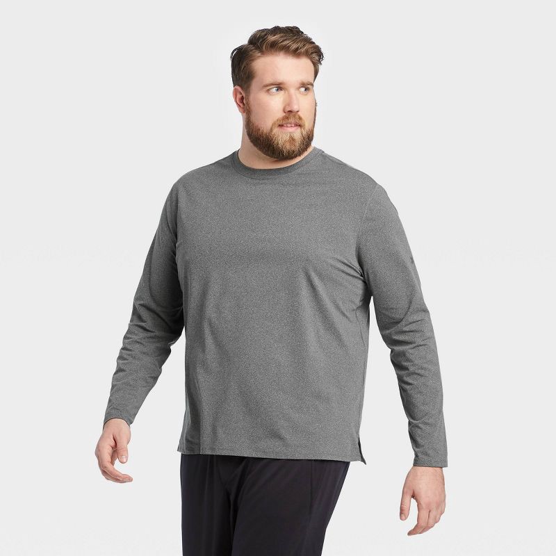 slide 3 of 6, Men's Long Sleeve Performance T-Shirt - All In Motion™ Dark Gray XL: Recycled Polyester, Spandex, Moisture Wicking, Quick Drying, Pullover,, 1 ct