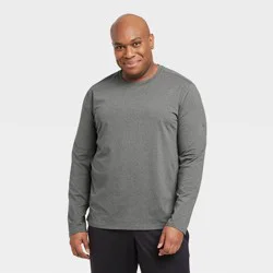 Men's Long Sleeve Performance T-Shirt - All In Motion™ Dark Gray XL: Recycled Polyester, Spandex, Moisture Wicking, Quick Drying, Pullover,