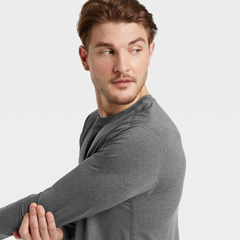 slide 6 of 6, Men's Long Sleeve Performance T-Shirt - All In Motion™ Dark Gray XXL: Recycled Polyester, Quick Drying, 1 ct