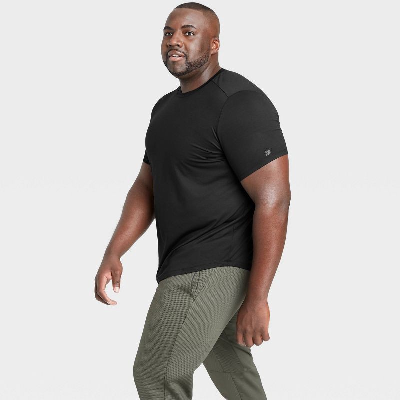 slide 5 of 6, Men's Short Sleeve Soft Stretch T-Shirt - All In Motion™ Black XXL: Moisture Wicking, Quick Dry, UPF 50+, 1 ct