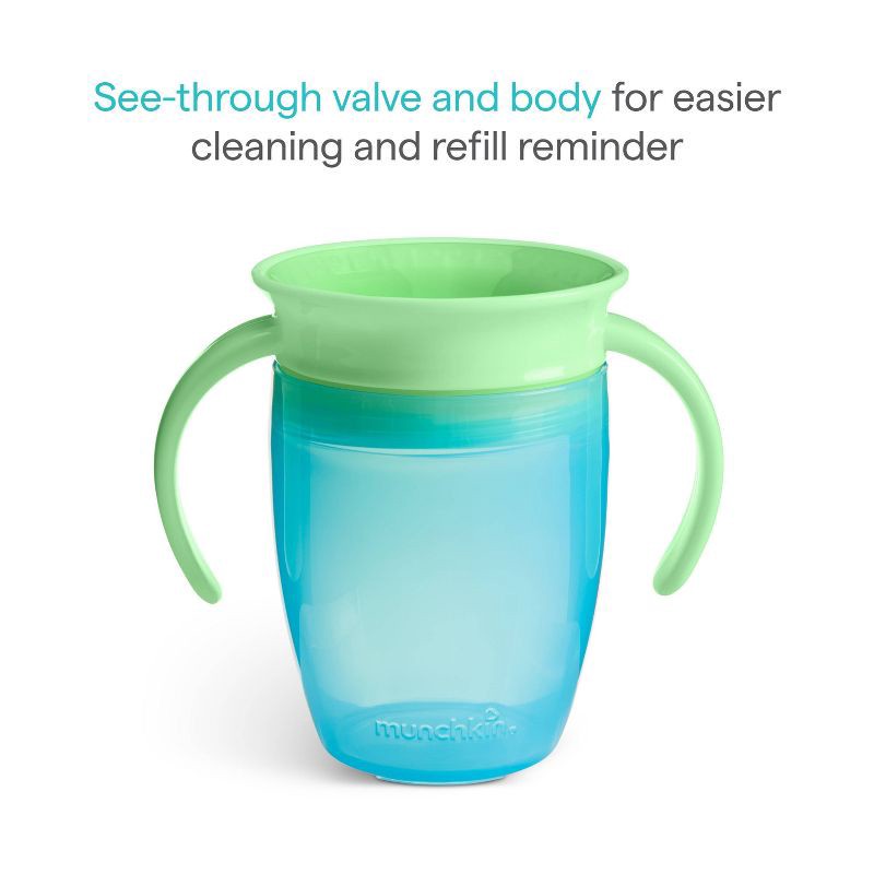 slide 3 of 7, Munchkin Miracle 360 Trainer Cup 7oz - Blue, 7 oz