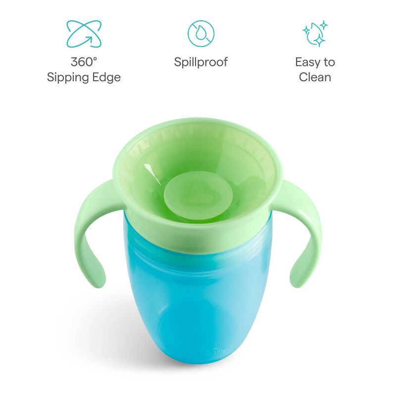 slide 4 of 7, Munchkin Miracle 360 Trainer Cup 7oz - Blue, 7 oz