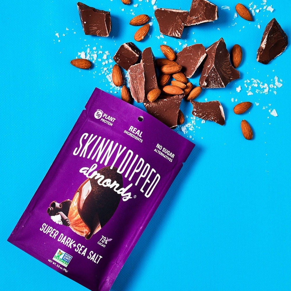 slide 2 of 5, SkinnyDipped Super Dark Chocolate + Sea Salt Almonds - 3.5oz, 3.5 oz