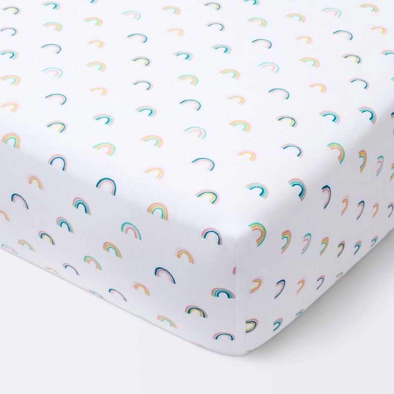 slide 1 of 5, Fitted Crib Sheet Rainbows - Cloud Island™, 1 ct
