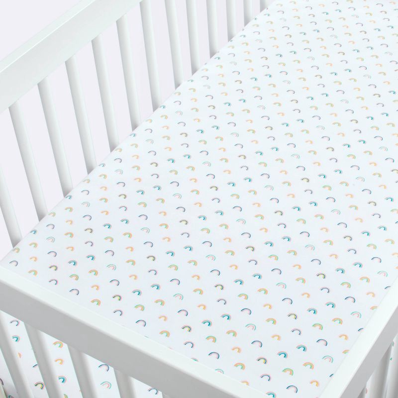 slide 3 of 5, Fitted Crib Sheet Rainbows - Cloud Island™, 1 ct