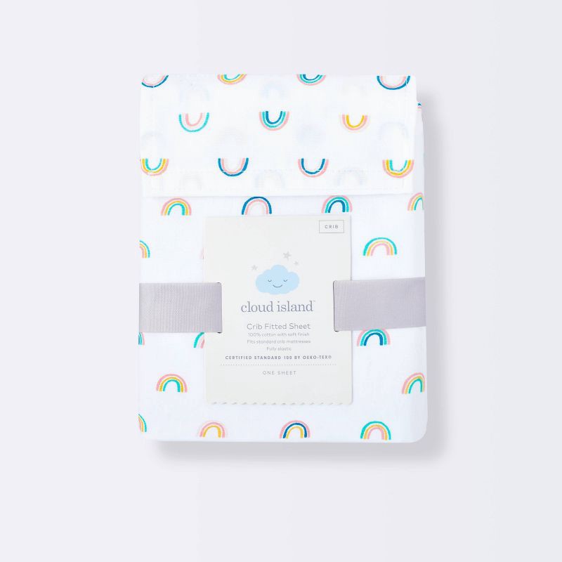 slide 5 of 5, Fitted Crib Sheet Rainbows - Cloud Island™, 1 ct