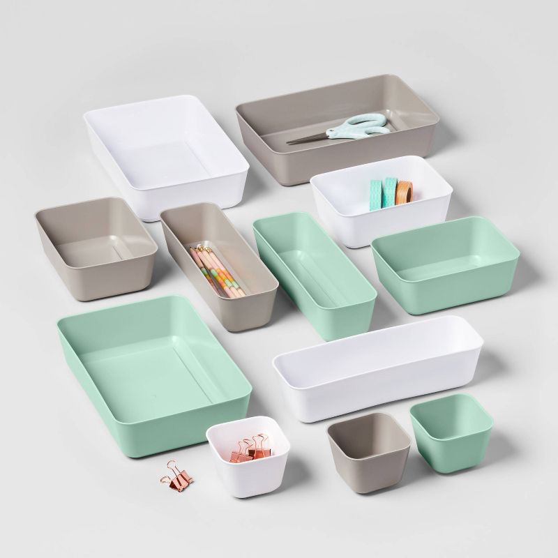 slide 4 of 5, 3pk Long Storage Trays White - Brightroom™: Drawer Organizer Bins, Portable, Universal Storage, 3 ct