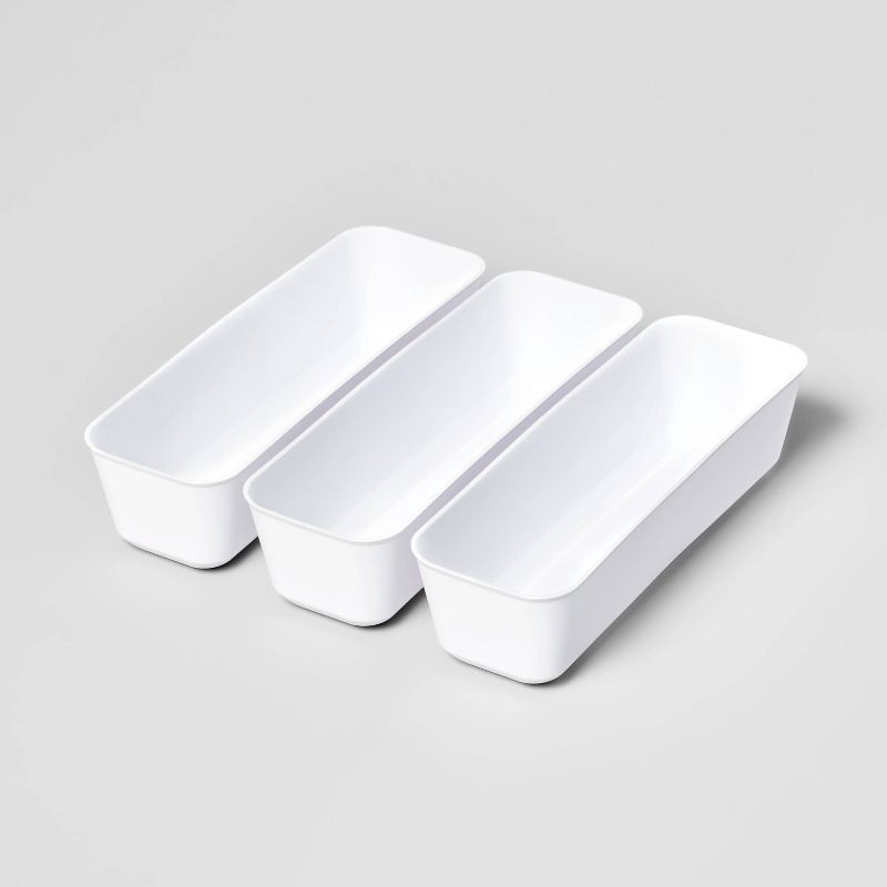 slide 1 of 4, 3pk Long Storage Trays White - Brightroom™: Drawer Organizer Bins, Portable, BPA-Free, Universal Storage, 3 ct