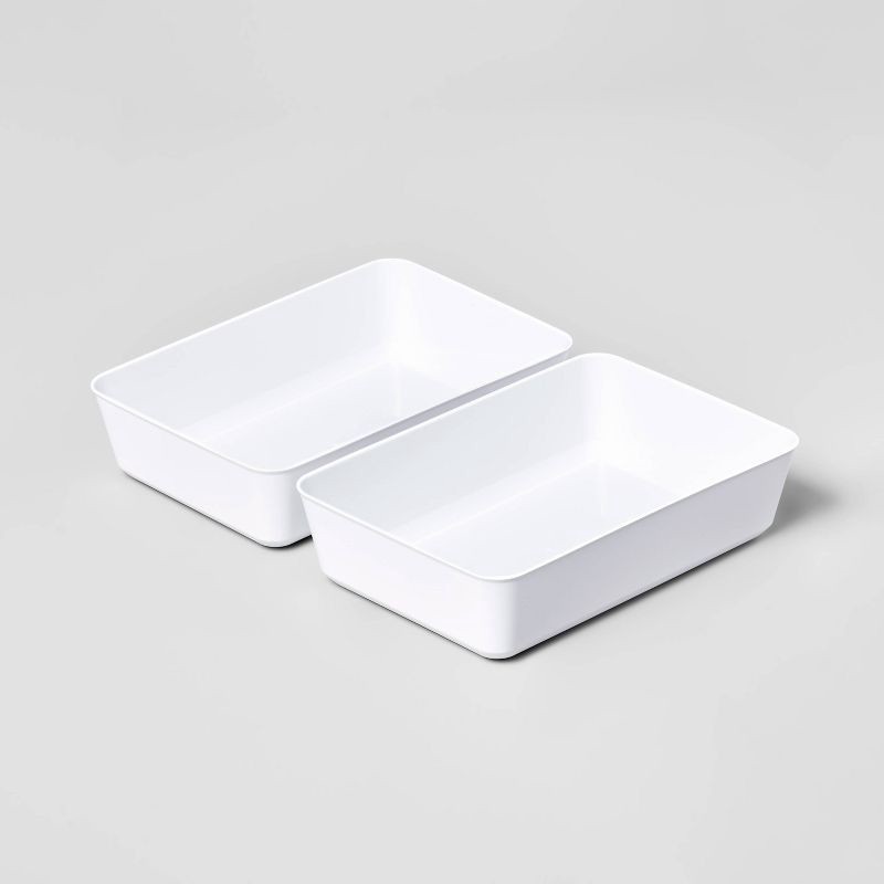 slide 1 of 4, 2pk Large Storage Trays White - Brightroom™, 2 ct