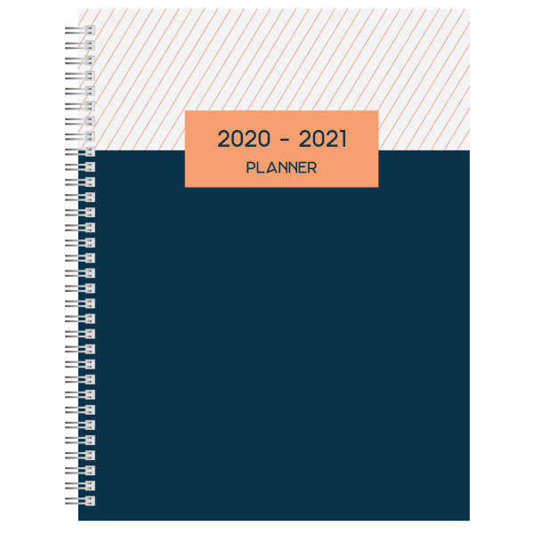 slide 1 of 3, Office Depot Weekly/Monthly Academic Planner, 8-1/2'' X 11'', Cantaloupe/Navy, July 2020 To June 2021, Odus1933-0, 1 ct