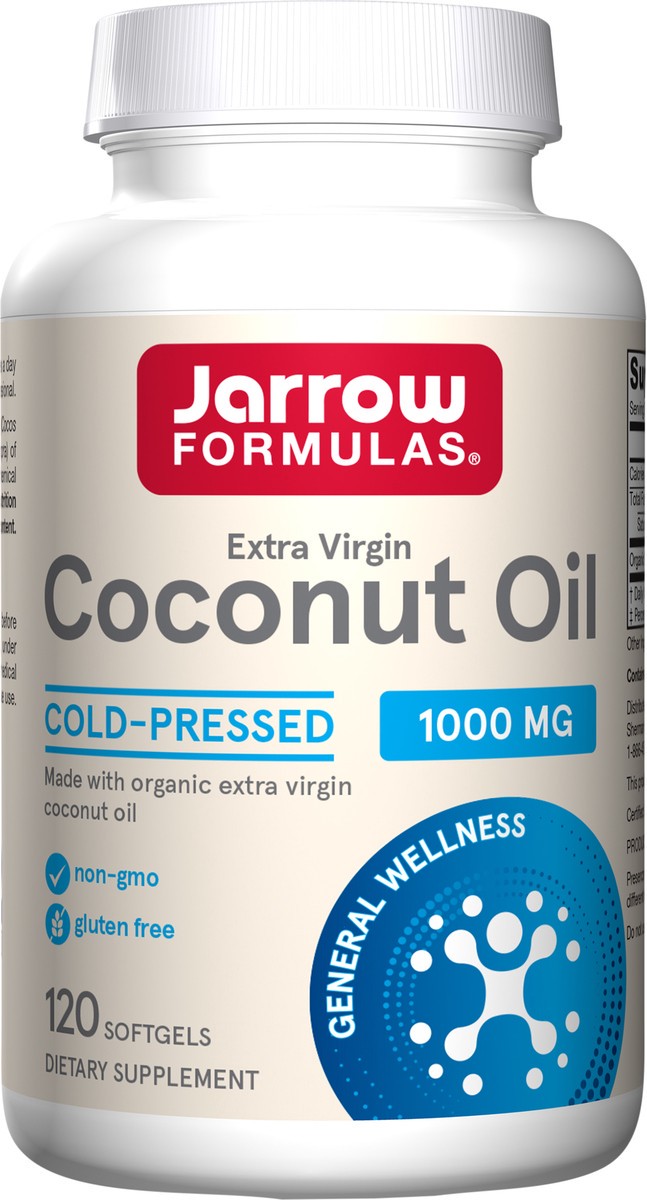slide 2 of 4, Jarrow Formulas Extra Virgin Organic Coconut Oil - 120 Softgels - Made With Certified Extra Virgin Coconut Oil - 100% Cold-Pressed & Solvent Free - Up to 120 Servings , 120 ct