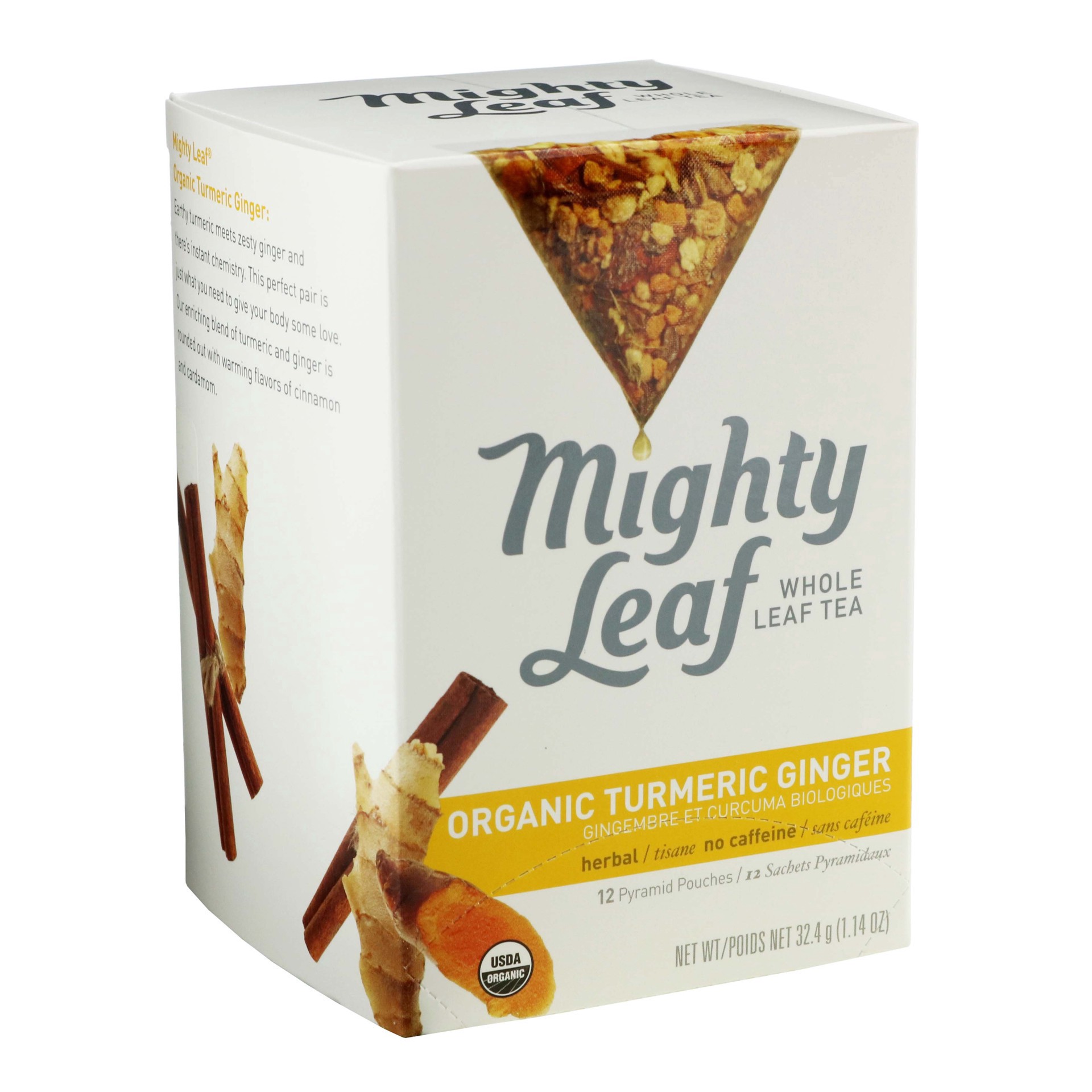 slide 1 of 5, Mighty Leaf Tea Organic Tumeric Ginger Whole Leaf Tea, 12 ct