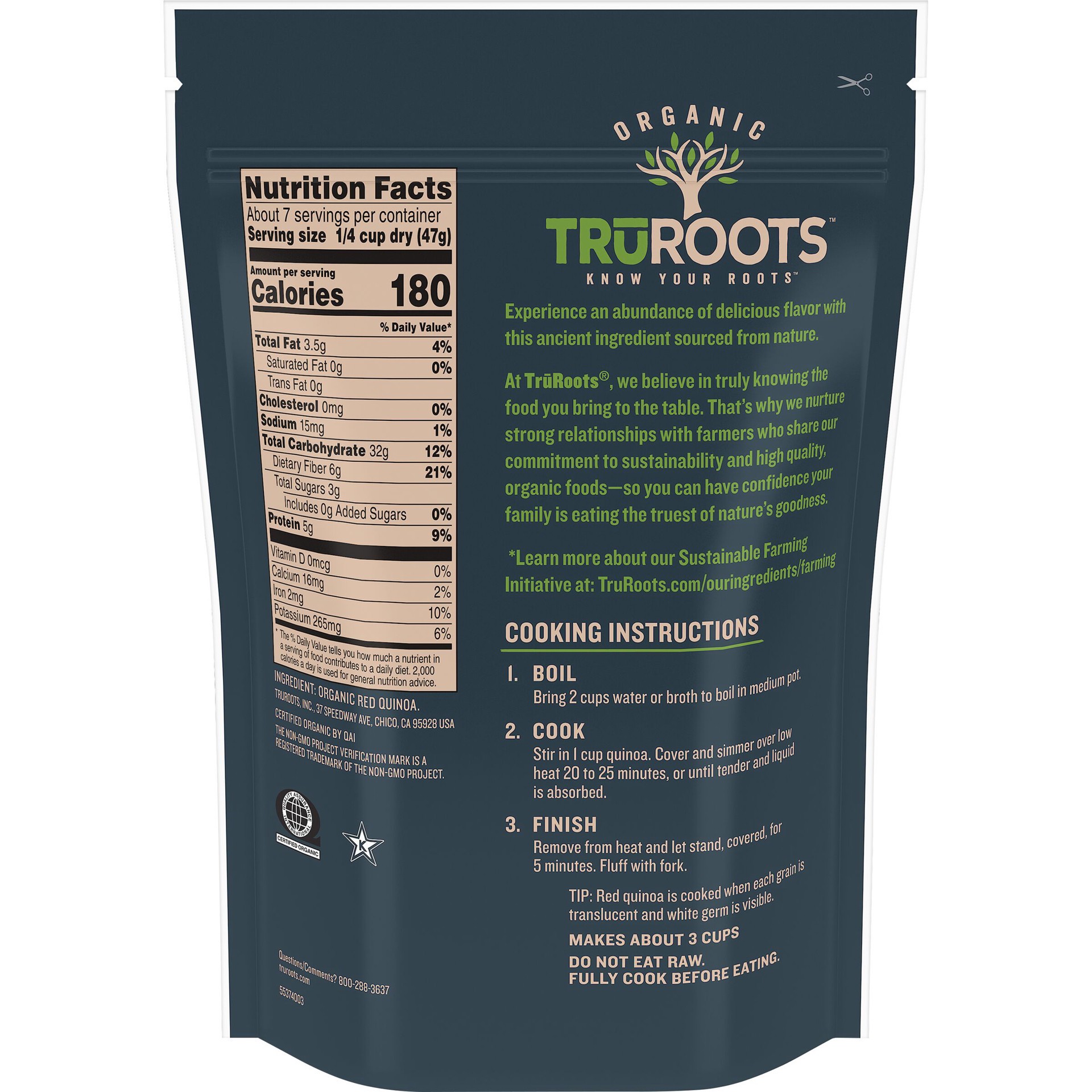 slide 3 of 5, truRoots Organic Red Quinoa, 12 Ounces, Certified USDA Organic, Non-GMO Project Verified, 12 oz