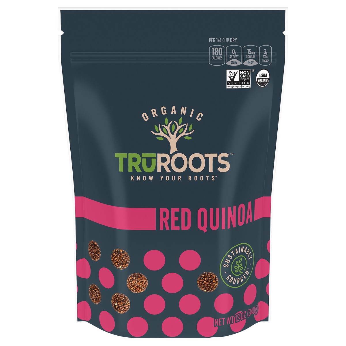 slide 1 of 5, truRoots Organic Red Quinoa, 12 Ounces, Certified USDA Organic, Non-GMO Project Verified, 12 oz