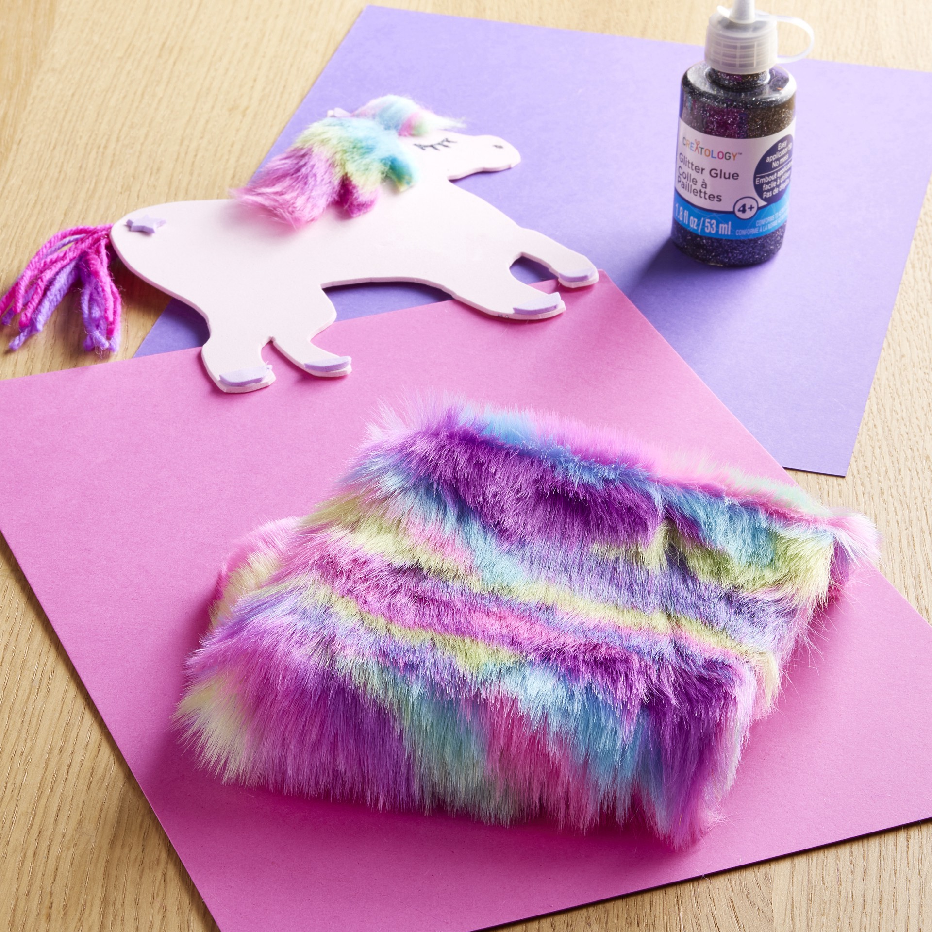 slide 4 of 4, Multicolor Unicorn Craft Faux Fur By Creatology, 9 in x 12 in