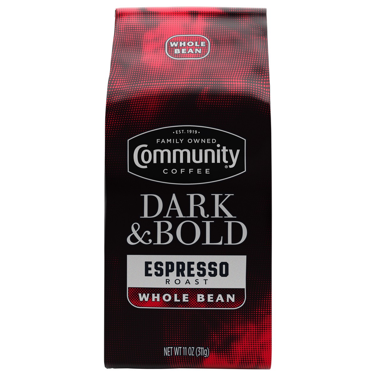 slide 5 of 12, Community Coffee Dark & Bold Espresso Extra Dark Roast Whole Beans, 11 oz