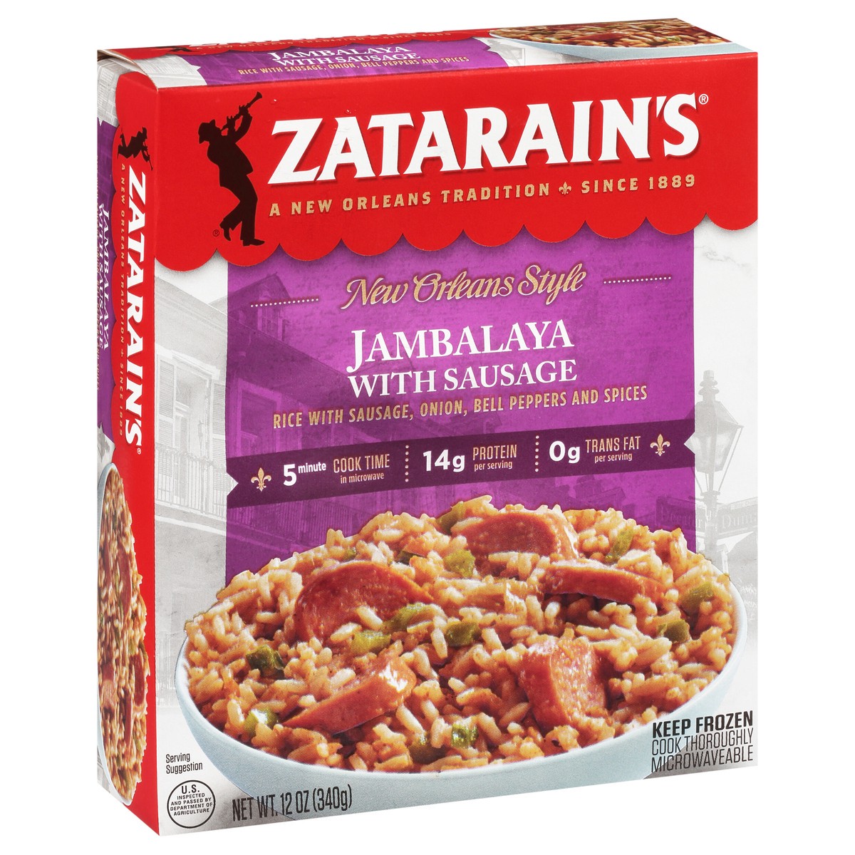 slide 3 of 9, Zatarain's Frozen Meal - Jambalaya with Sausage, 12 oz