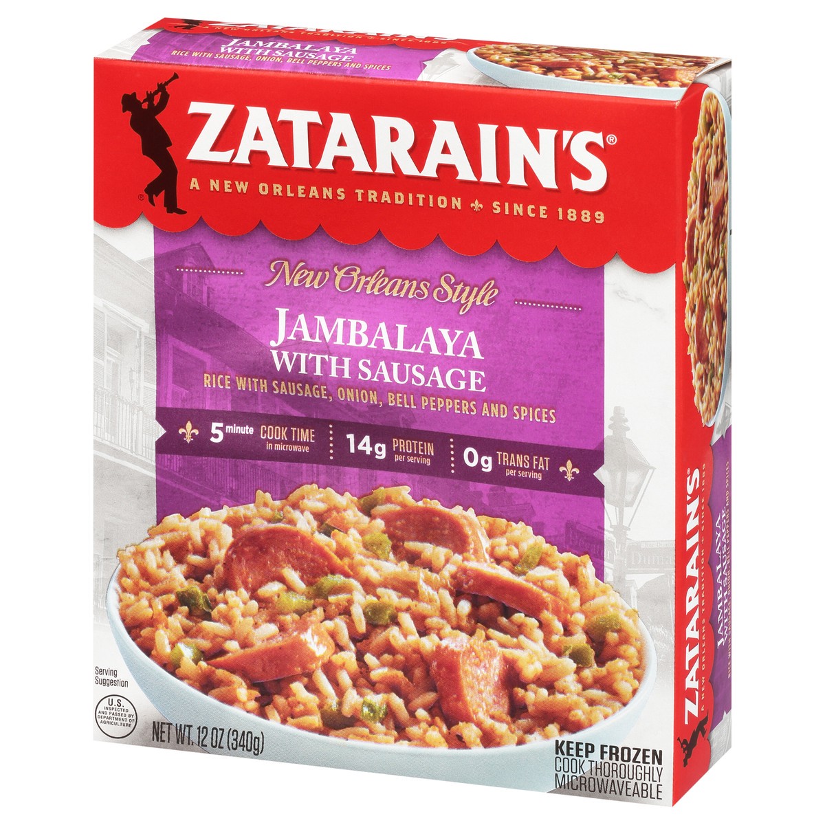 slide 7 of 9, Zatarain's Frozen Meal - Jambalaya with Sausage, 12 oz