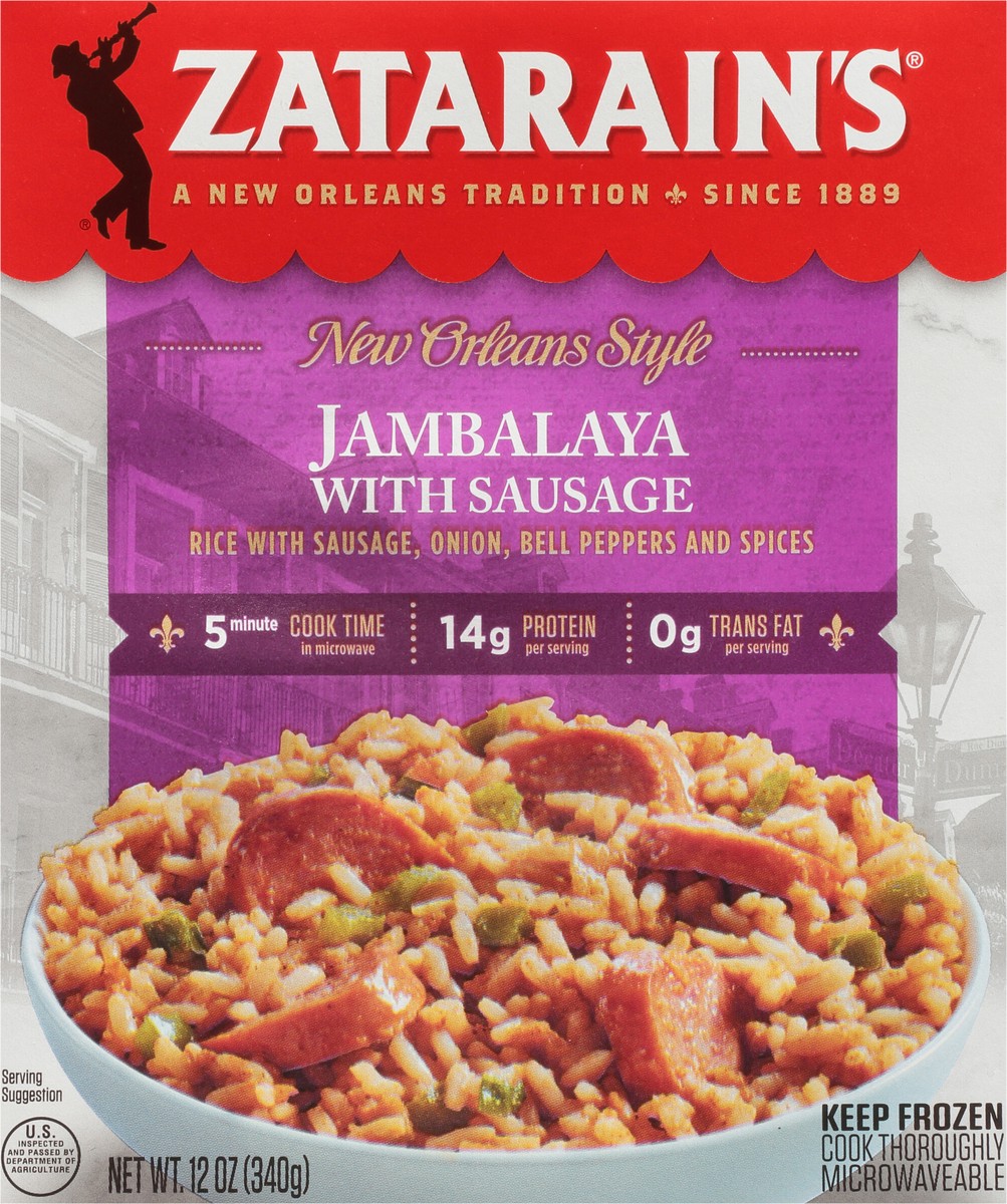 slide 5 of 9, Zatarain's Frozen Meal - Jambalaya with Sausage, 12 oz