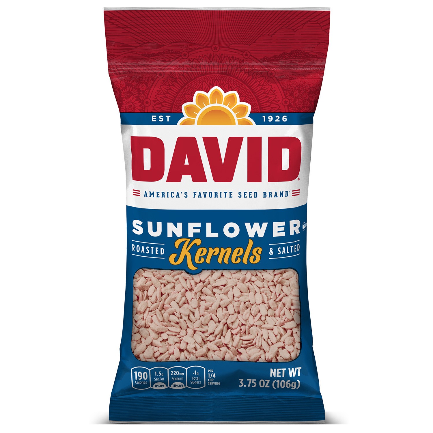 slide 1 of 5, David Seeds Salted and Roasted Sunflower Kernels, Keto Friendly Snack, 3.75 oz. Bag, 3.75 oz