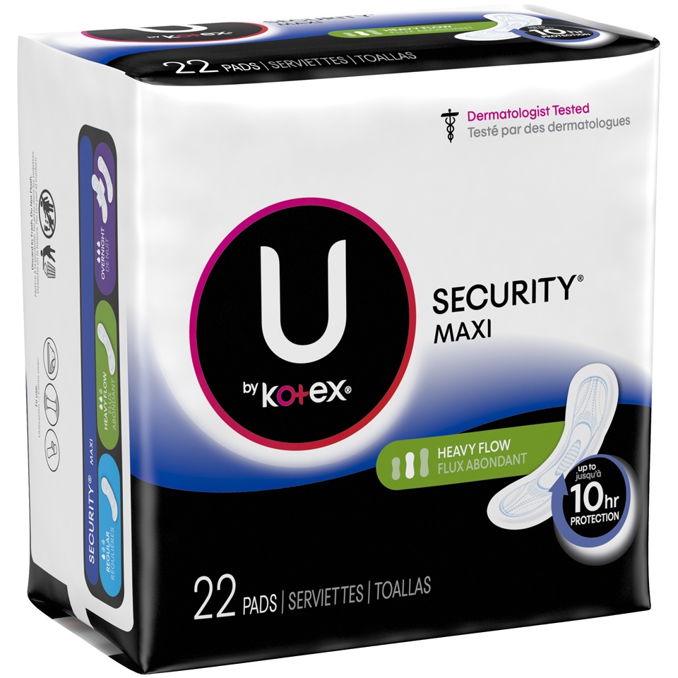 slide 2 of 3, U by Kotex Clean & Secure Maxi Pads, Heavy Absorbency, 22 Count, 22 ct