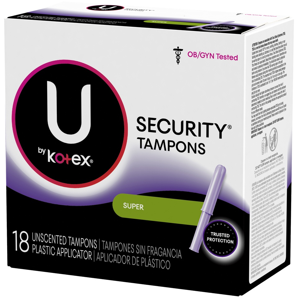 slide 3 of 3, U by Kotex Tampons Security - Plastic Super Unscented, 18 ct