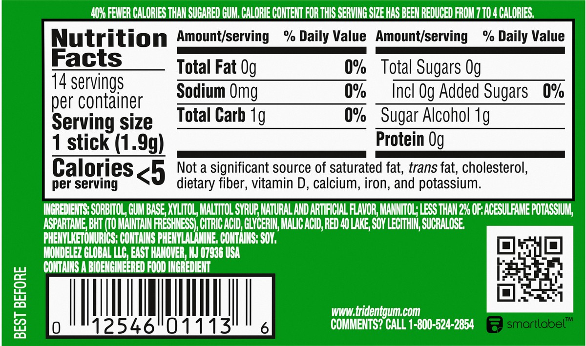 slide 7 of 9, Trident Watermelon Twist Sugar Free Gum, 14 Piece Pack, 0.06 lb