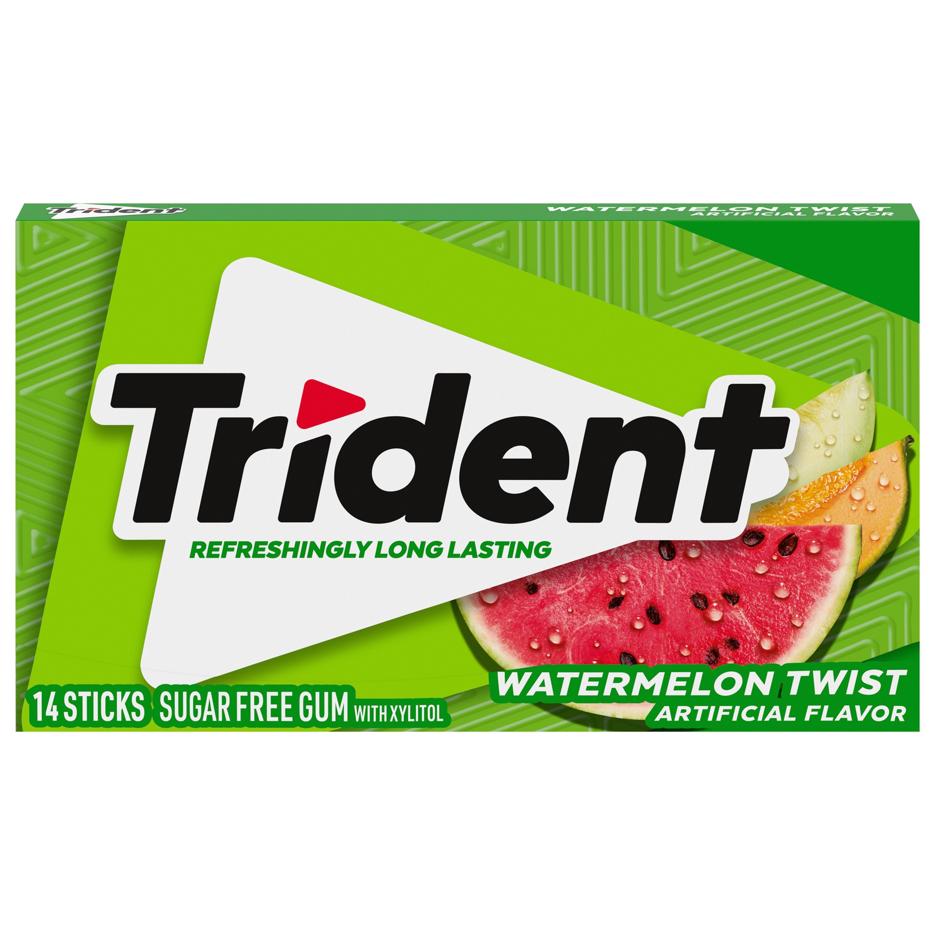 slide 1 of 9, Trident Watermelon Twist Sugar Free Gum, 14 Piece Pack, 0.06 lb