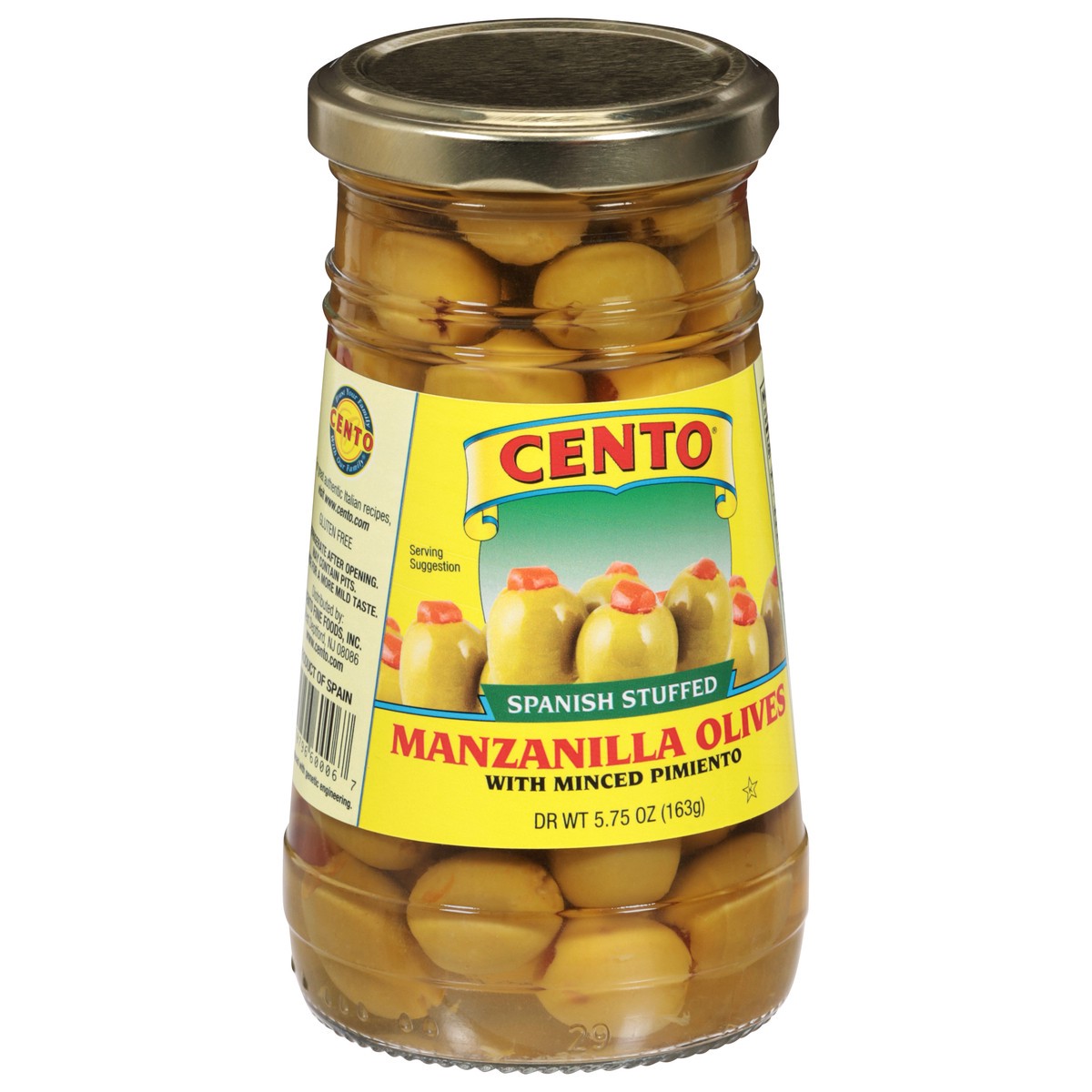 slide 2 of 3, Cento Spanish Stuffed Manzanilla Olives, 5.75 oz