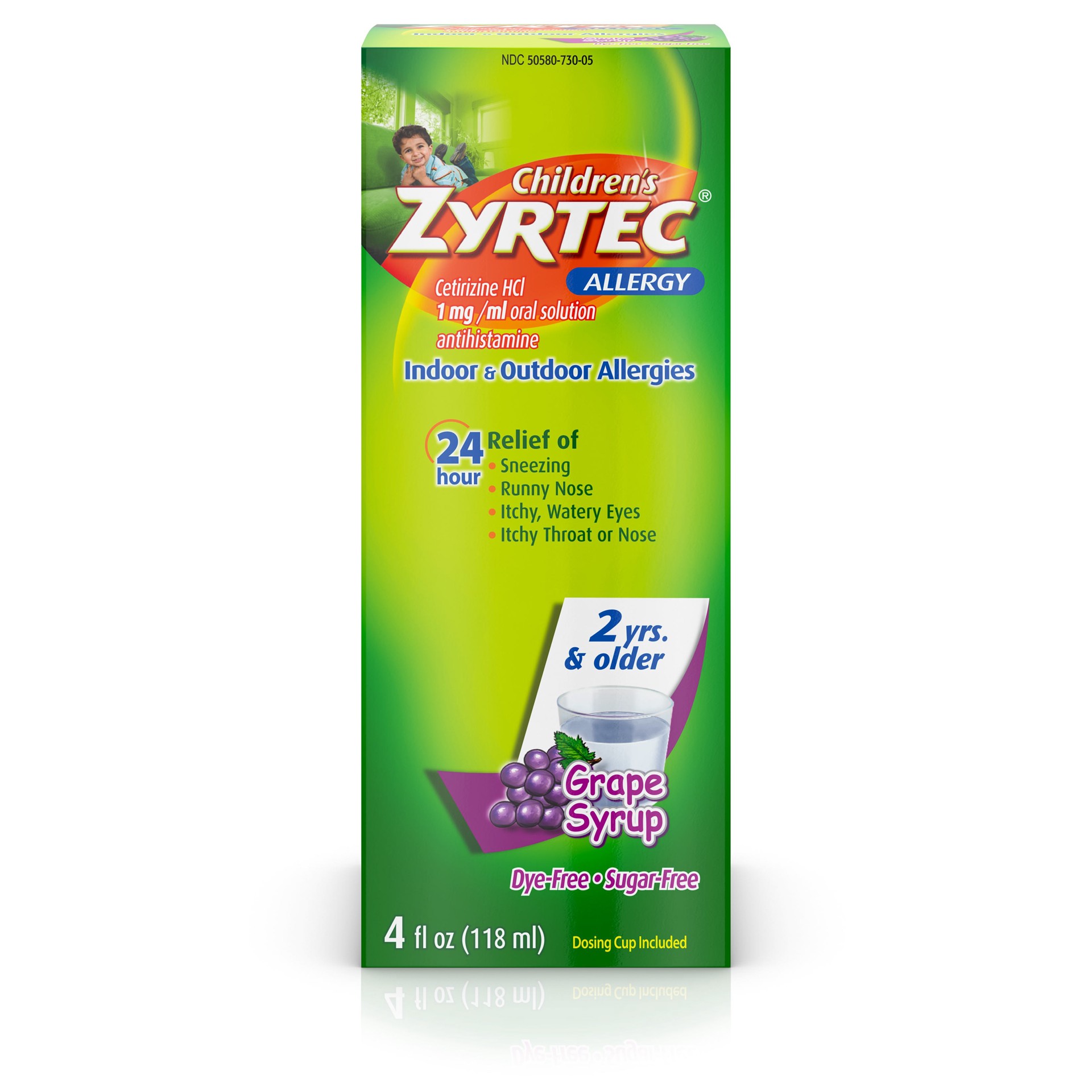 slide 1 of 21, Zyrtec Children's Children's ZYRTEC Allergy Syrup, Dye-Free, Sugar-Free Grape, 4 Fl. Oz, 4 fl oz