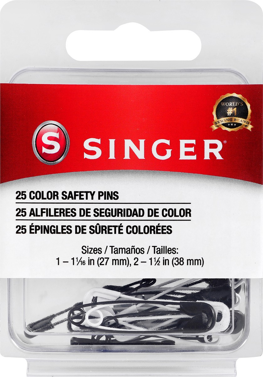 slide 2 of 2, SINGER Black & White Safety Pins , Assorted Sizes, 25 Count, 25 ct