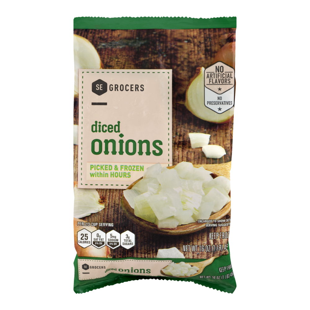 slide 1 of 1, SE Grocers Onions Diced, 16 oz
