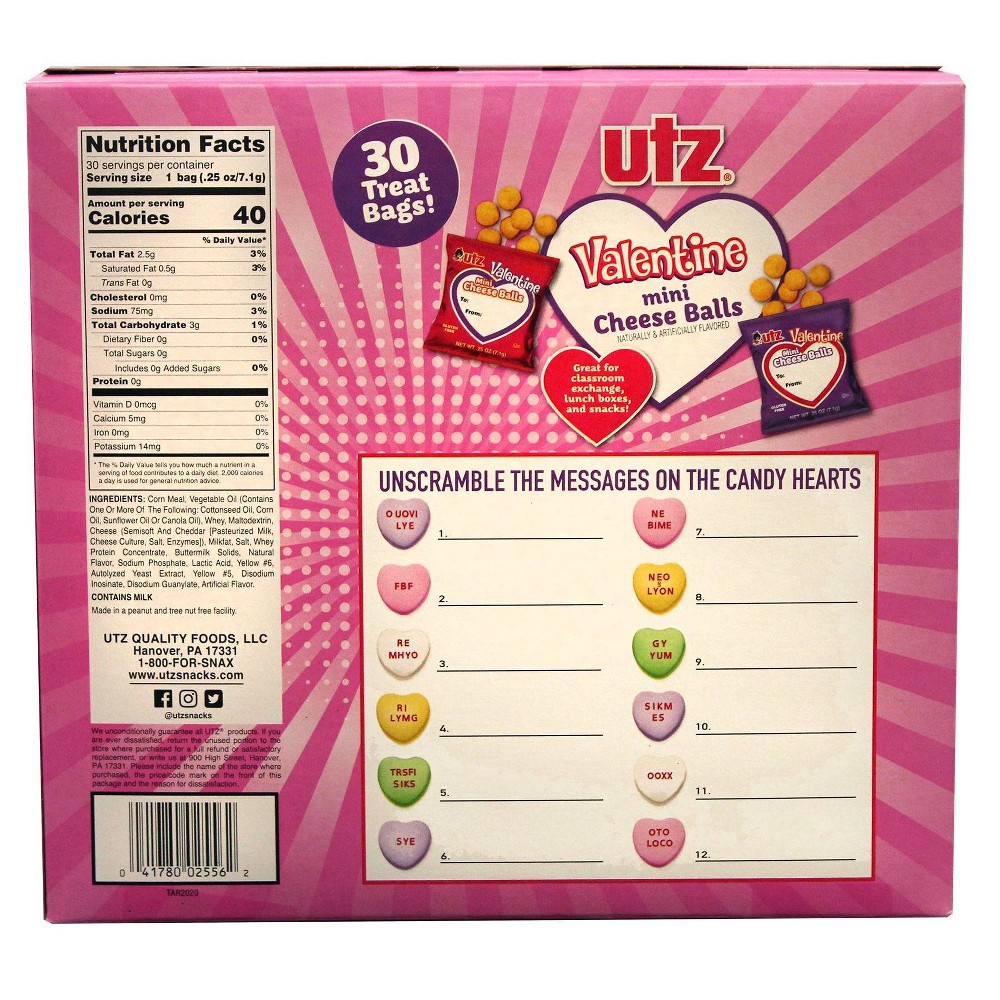 slide 3 of 3, Utz Valentine's Exchange Cheese Balls, 7.5 oz