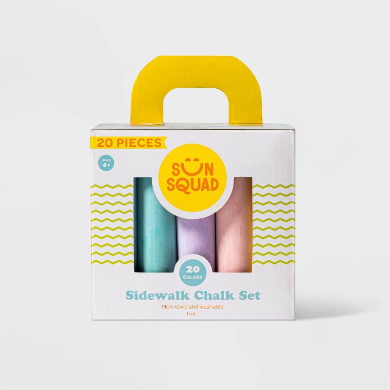 slide 3 of 3, Washable Sidewalk Chalk 20pc - Sun Squad™: Great for Outdoor Play & Easter Baskets, 20 ct