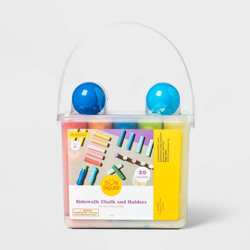 slide 3 of 4, Sidewalk Chalk Bucket 20 pc with 2 Holders - Sun Squad™: Outdoor Toddler Set, 20 ct