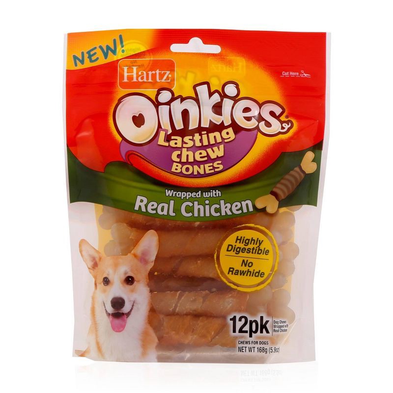 slide 1 of 1, Oinkies Lasting Chew Bones Chicken Dog Treats - 12ct, 12 ct