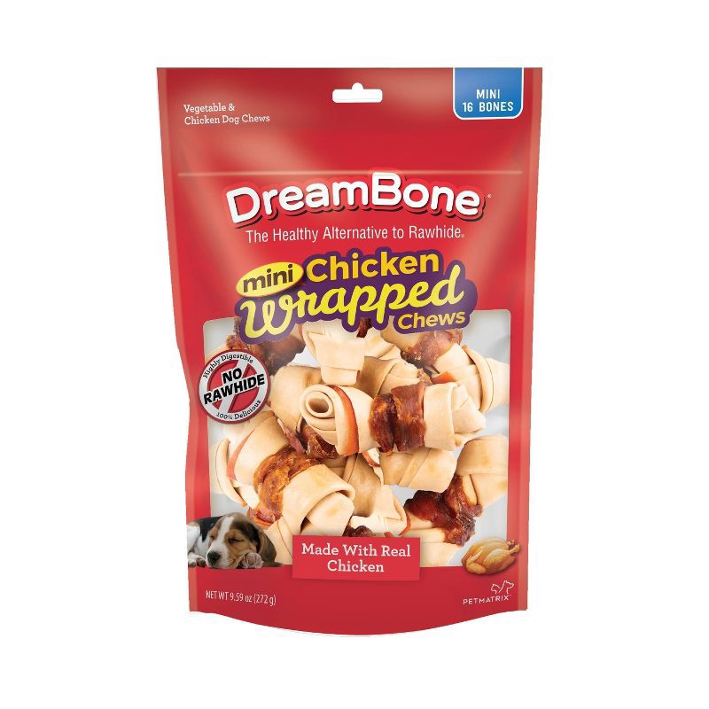 slide 1 of 4, DreamBone Chicken and Vegetable Wrapped Mini Bones Chews Dog Treats - 16ct, 16 ct