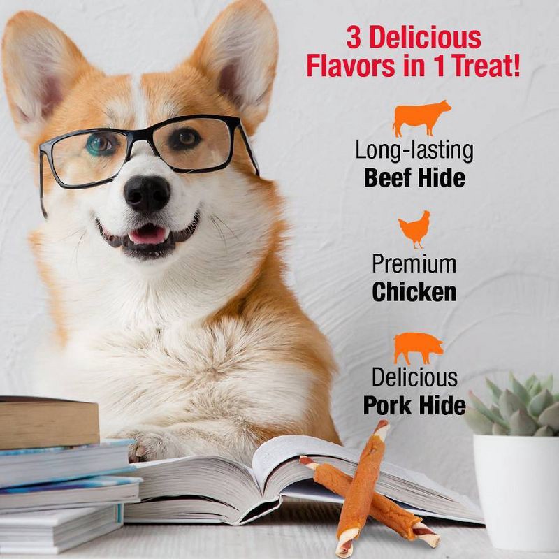 slide 8 of 14, Good 'n' Fun Ribs Rawhide with Beef, Chicken and Pork Flavor Dog Treats -12oz, 12 oz