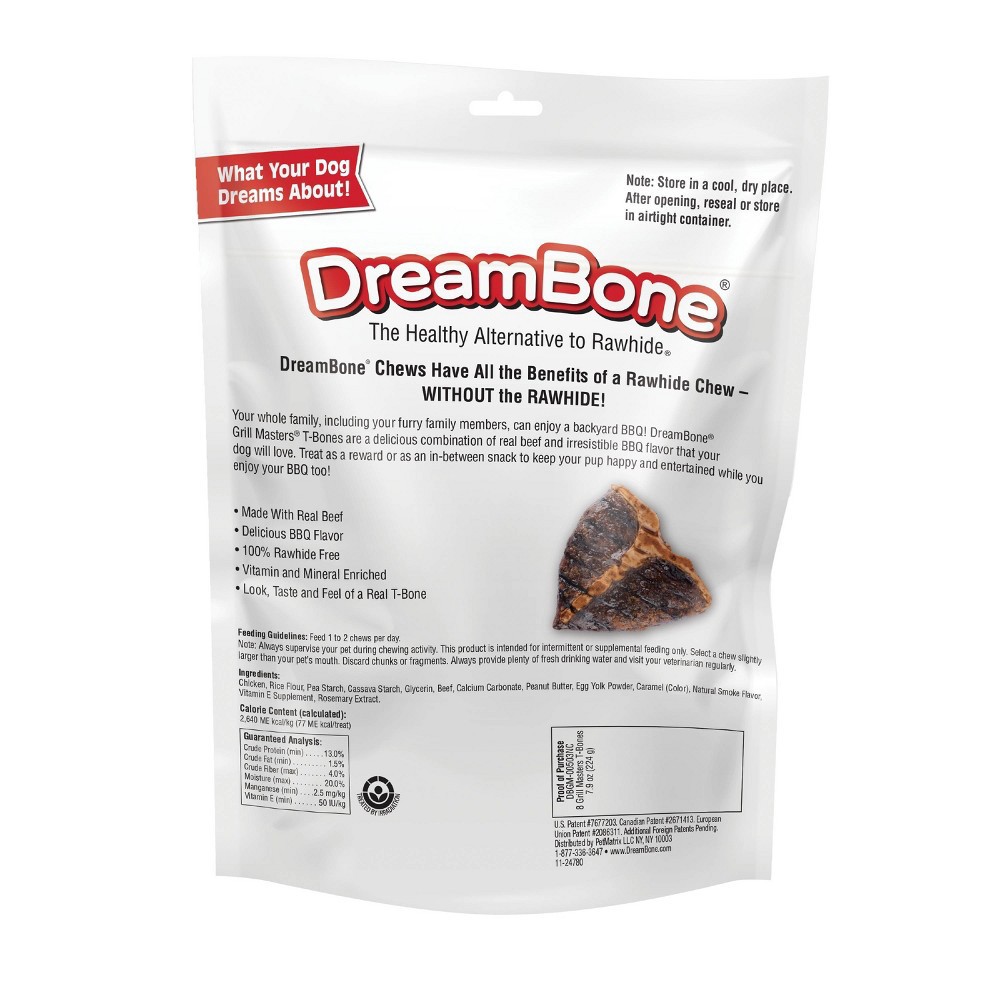 slide 3 of 4, DreamBone Grill Masters Tbones with Beef, Vegetable and Chicken Flavor Dog Treats - 8ct/7.9oz, 8 ct, 7.9 oz