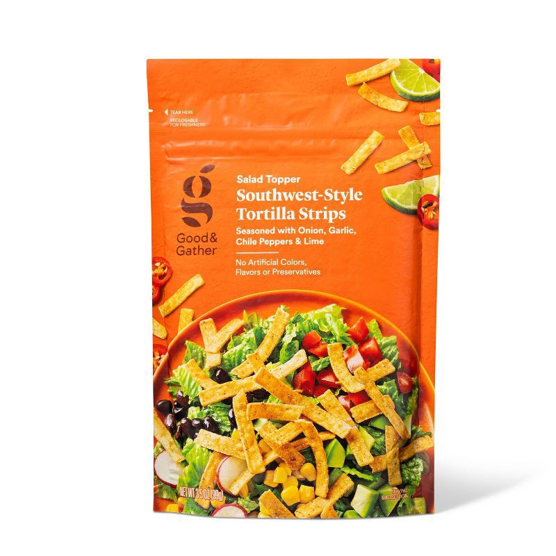 slide 1 of 3, Santa Fe Tortilla Strips Salad Topper - 3.5oz - Good & Gather™, 3.5 oz