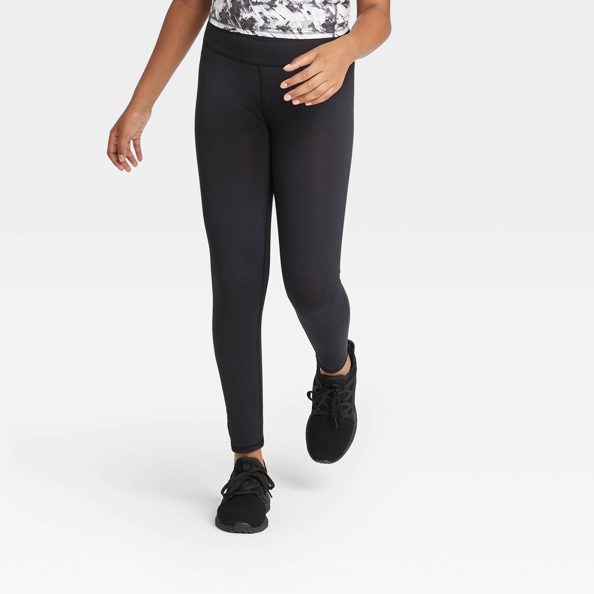 slide 1 of 3, Girls' Performance Leggings - All in Motion Black Onyx L, 1 ct