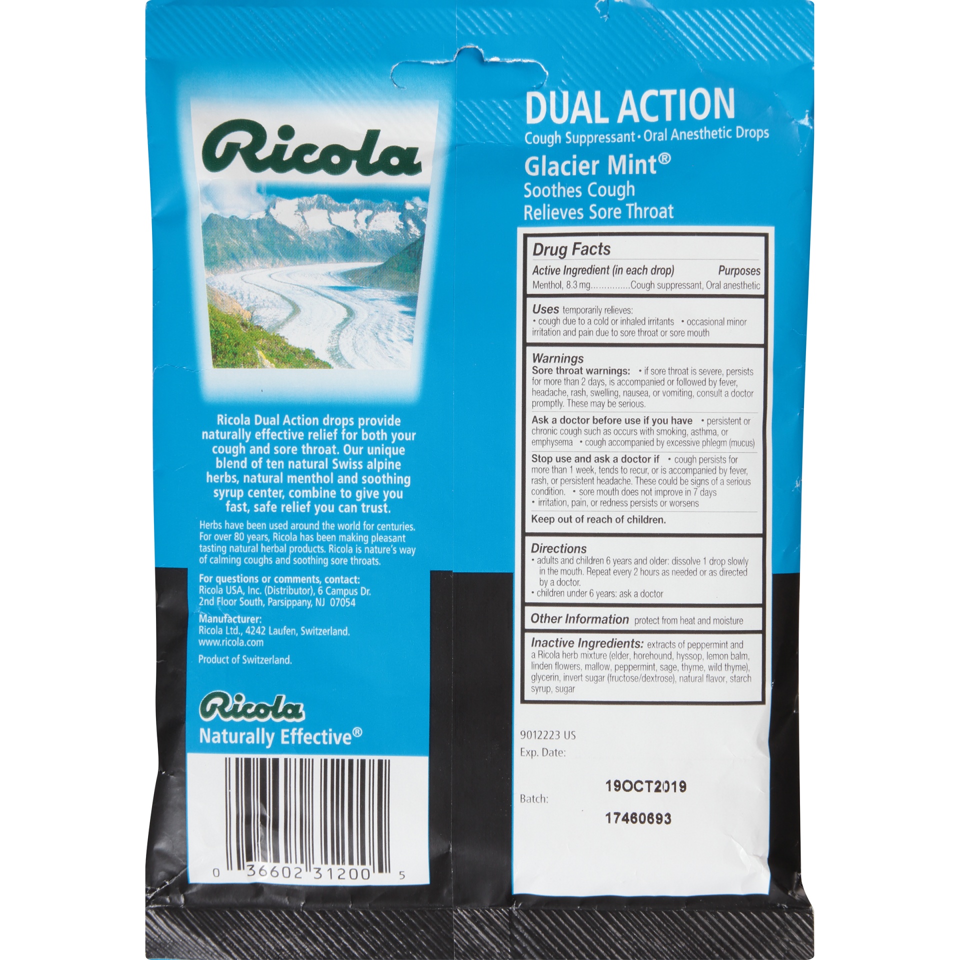 slide 2 of 4, Ricola Extra Strength Glacier Mint Cough Suppressant Drops, 19 ct