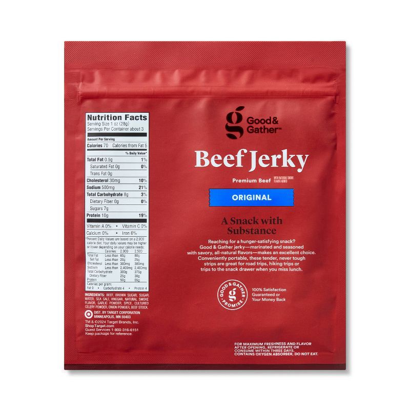 slide 2 of 4, Original Beef Jerky - 10g Protein - 2.85oz - Good & Gather™, 10 gram, 2.85 oz
