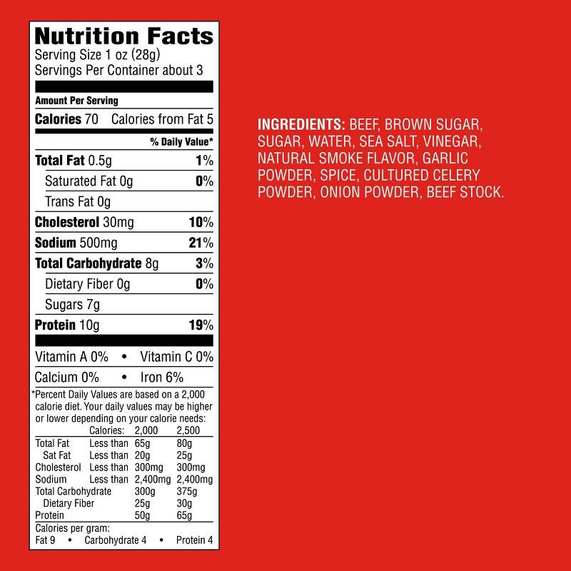slide 4 of 4, Original Beef Jerky - 10g Protein - 2.85oz - Good & Gather™, 10 gram, 2.85 oz