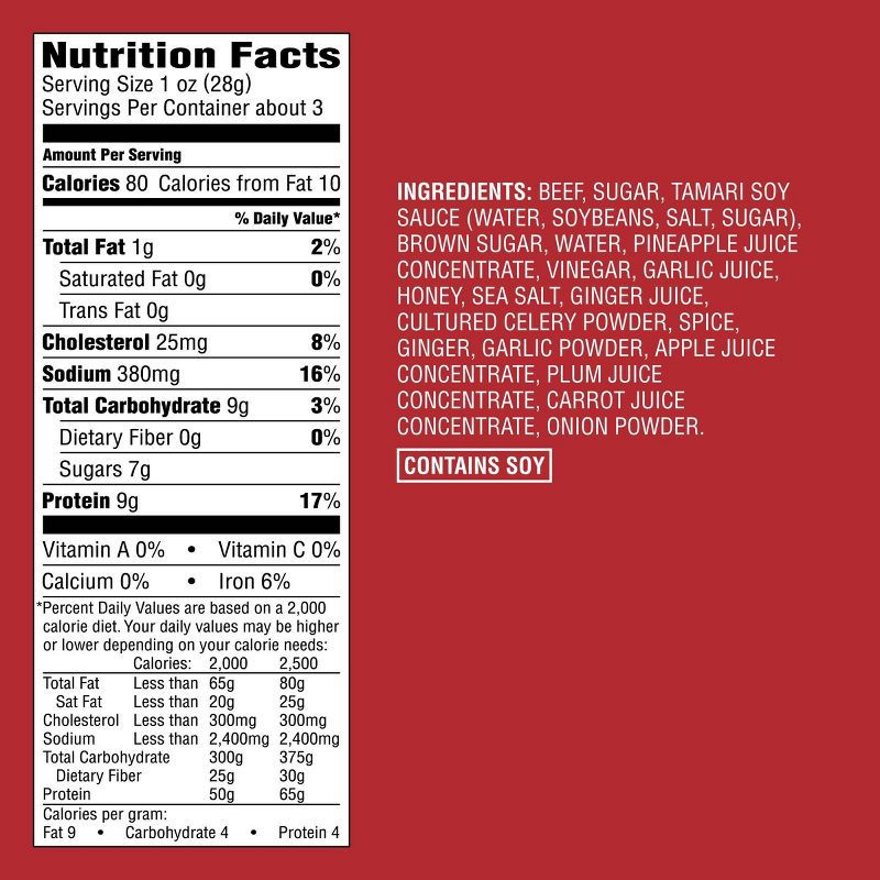 slide 4 of 4, Teriyaki Beef Jerky - 9g Protein - 2.85oz -Good & Gather™, 9 gram, 2.85 oz
